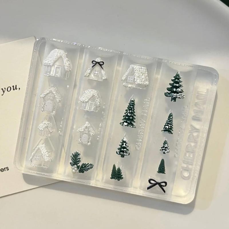 Transparent Silicone Nail Art Mold Belt Buckle Flower Butterfly Four-Leaf Clover 3D Nail Decoration Mold Manicure Template