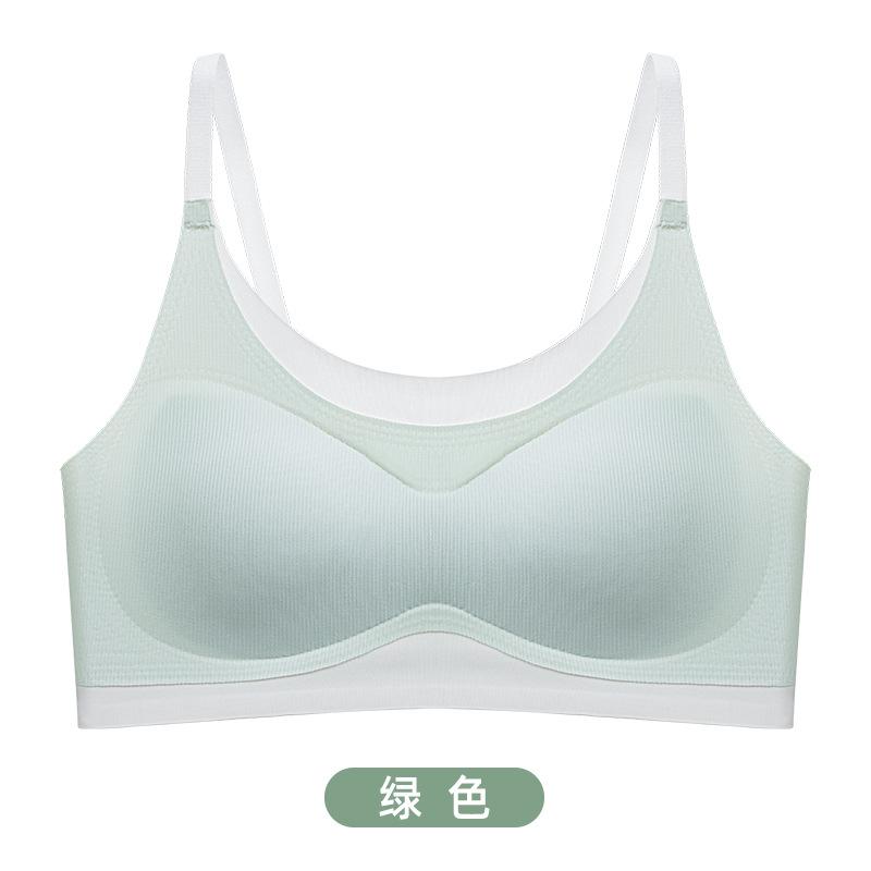 

Young students, junior high school, youth development period, seamless thin fixed cup, breathable two-stage bra cover - M (recommended 35-45kg ) зелёный