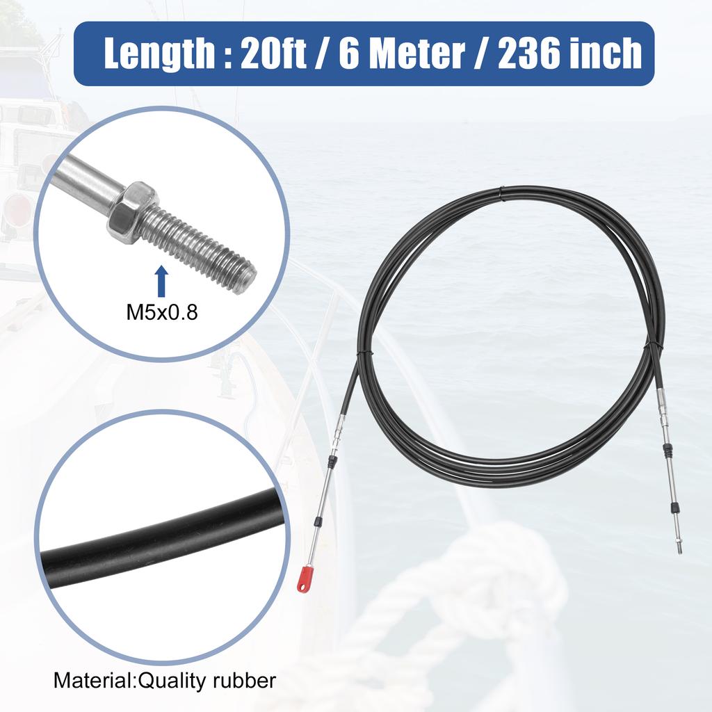 Motoforti 2pcs 20ft 24ft Marine Type 3300/33C Throttle Shift Remote Control Box Cable W/ Clevis for Yamaha Outboard Engine Motor