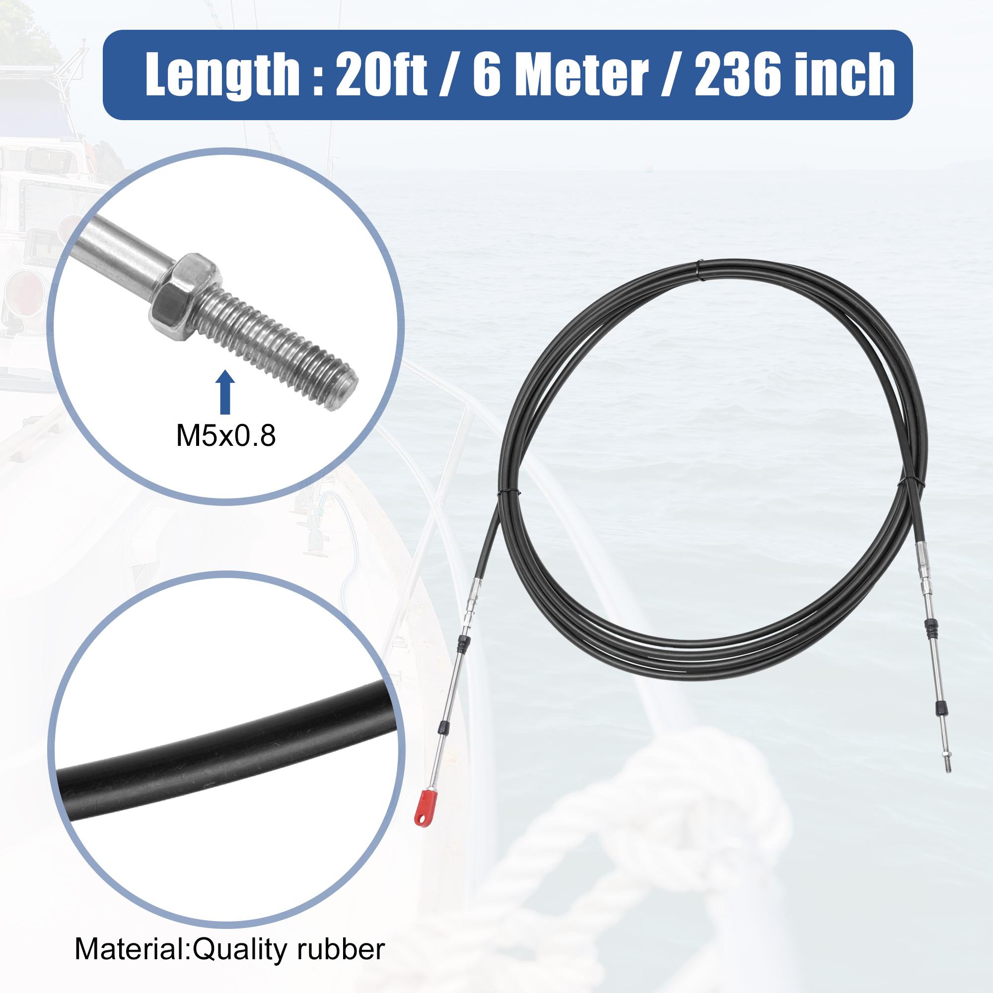 Motoforti 2pcs 20ft 24ft Marine Type 3300/33C Throttle Shift Remote Control Box Cable W/ Clevis for Yamaha Outboard Engine Motor 2pcs 20ft Black