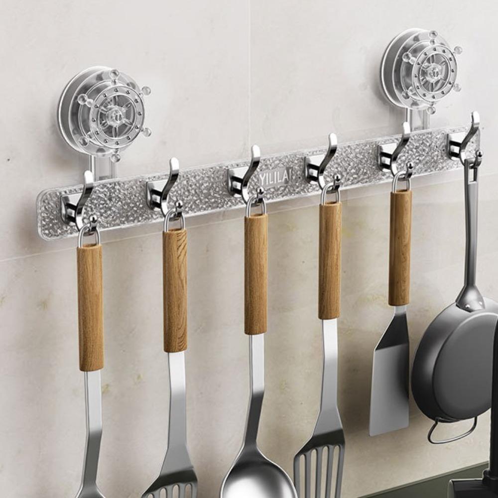 

6 Hooks Robe Coat Hangers Punch-Free Utensils Storage Row Hook Sundries Storage Hook Kitchens сірий