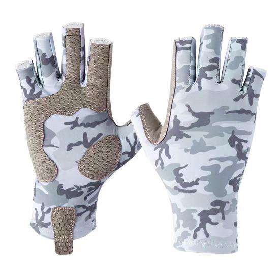 

1 пара камуфляжных перчаток для рыбалки с полупальцами, защита от ультрафиолета UPF 50+, легкие перчатки без пальцев для мужчин и женщин, для занятий спортом на открытом воздухе, парусного спорта, каякинга, гребли L серый