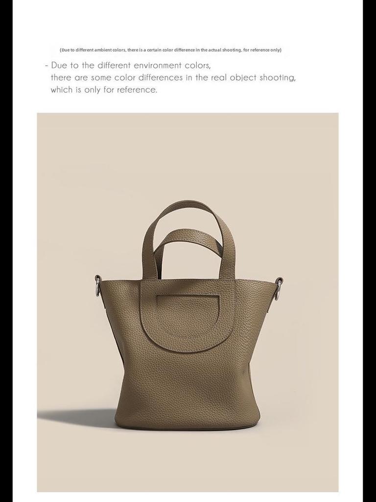 2023 Genuine Leather Pig Nose Bucket Bag - Handheld, Shoulder, Messenger, Large Capacity