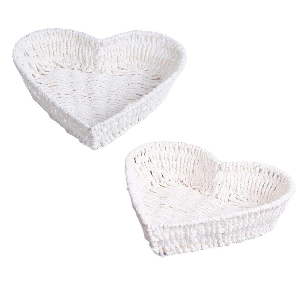 2Pcs Multipurpose Fruit Rattan Basket Heart Shaped Vegetable Storage Basket Home Kitchen