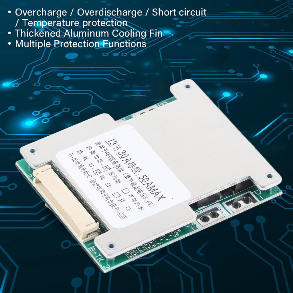 13S 30A Lithium Battery Charging Protection Board BMS PCB with Balance Charging