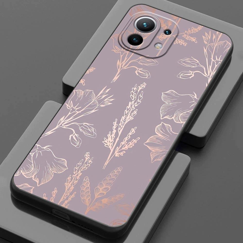 Pink Glitter Hearts Love Grass Leaf For Xiaomi 15 Ultra 11T 12T 13T 14T Pro Phone Case Mi POCO X7 M7 F7 Pro F5 F6 X3 X5 X6 Cover