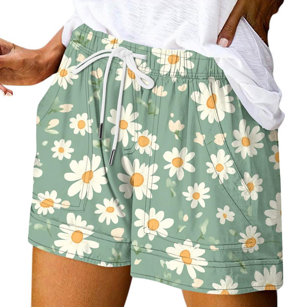 Damen Casual Sommer Elastische Strandshorts Print Casual Shorts