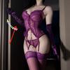 Domila Erotic Underwear Sexy Lace Pure Desire Hollow Strap Set Pajamas Purple Waist Uniform Qqny