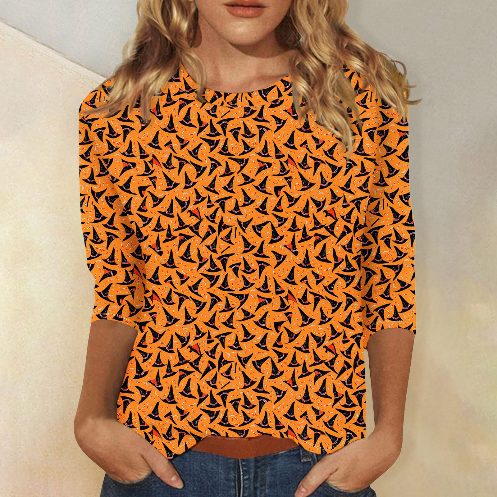 

Женская модная повседневная свободная футболка с круглым вырезом и рукавами 3/4 с принтом, женский топ XXXL