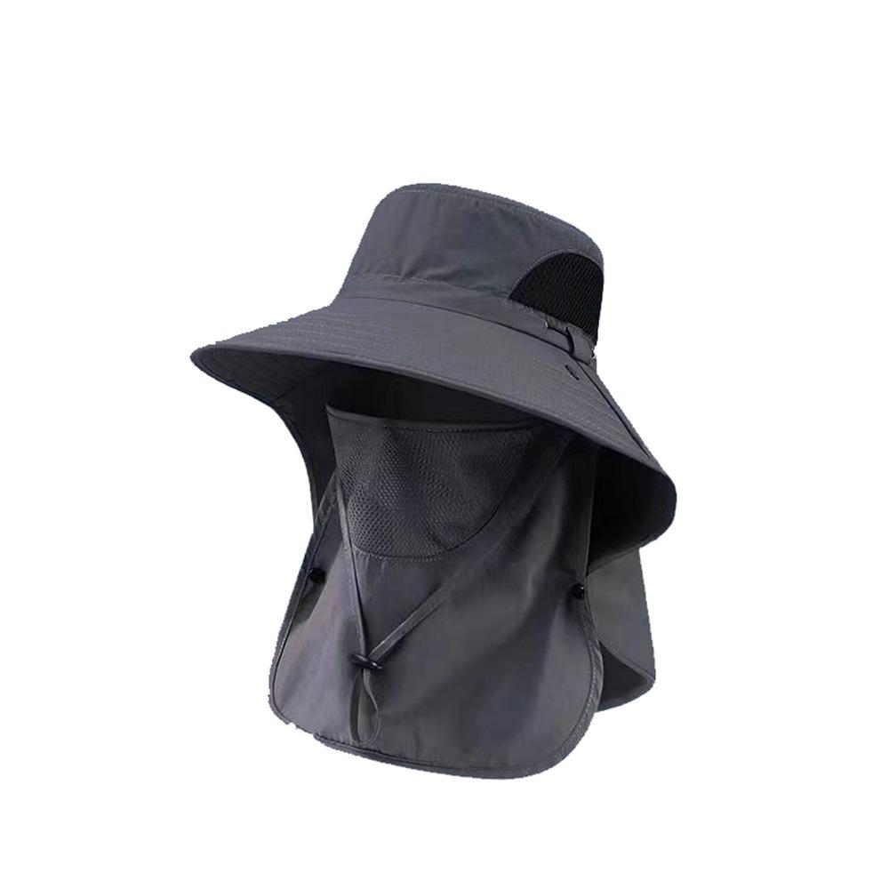 

Neckline Mask Sun-cream Bucket Hat Face Mask Outdoor Fishing Cap Simple Summer Cover Face Cap Man серый
