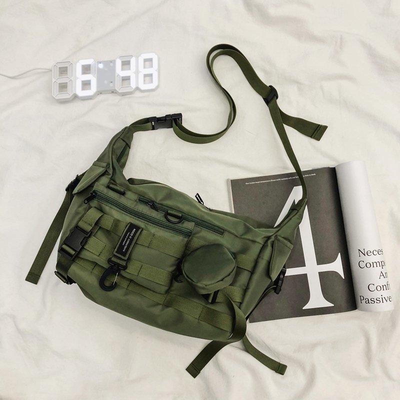 New personalized street trend tooling messenger bag large capacity men's and women's satchel detachable men's function bag