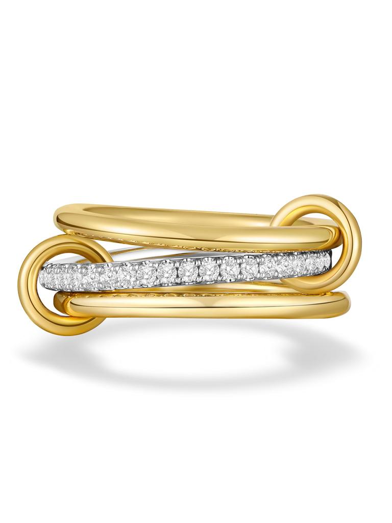 Fashion Gold And Silver Gold-Plated 4 Stackable One-Piece Thick Sparkling Zircon Rings For Women's Party Jewelry Rings