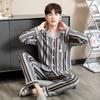 Pure Cotton Men's Pajamas Long-sleeved Suit Spring and Autumn Plus Size Youth Loungewear Autumn and Winter Plaid New Autumn Models