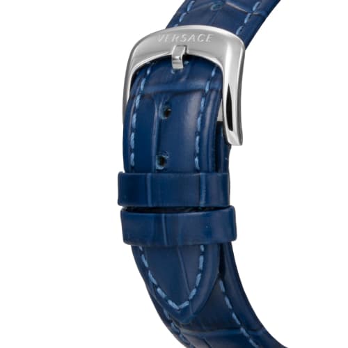 Versace GRECA SIGNATURE Watch, Blue Dial, Quartz Movement, Water Resistant, Sapphire Crystal, 38mm, Men's, VEVC00219, Blue