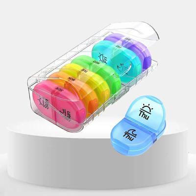 Organizador de caixa de comprimidos Caixas de comprimidos de viagem 7 dias 2 vezes ao dia com organizador de comprimidos colorido anexável para medicamentos Vitamina Óleo de peixe