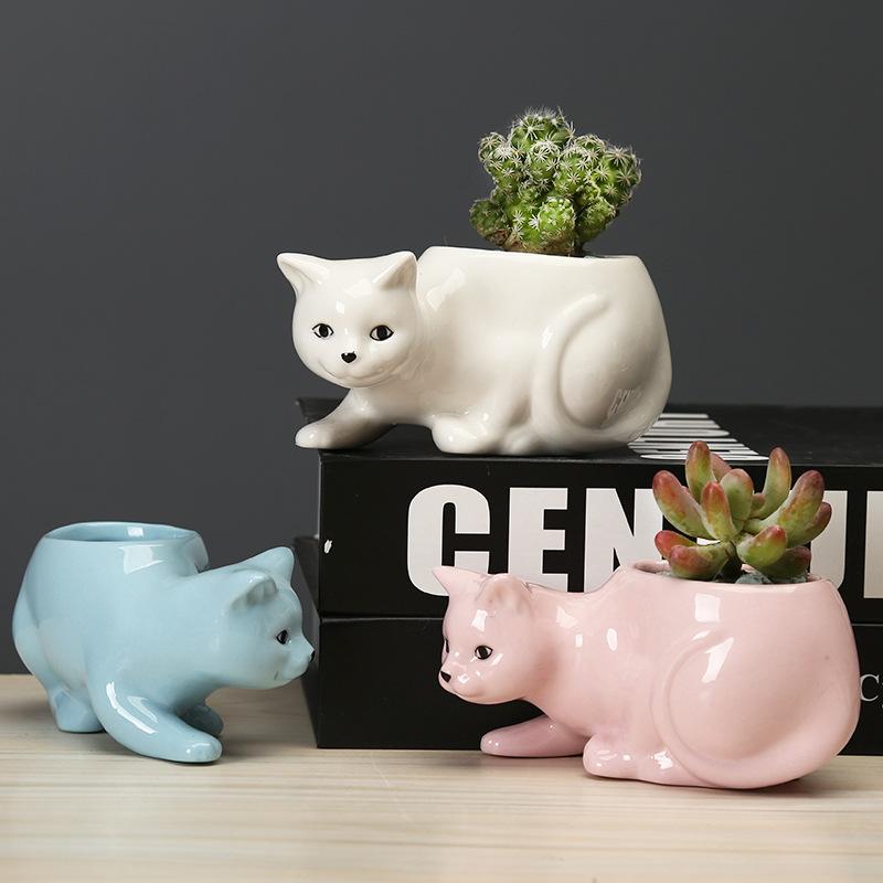 Cartoon Animal Succulent Flower Pot Creative Desktop Plant Cactus Ceramic Flower Pot With Tray