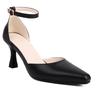 FOREADA Women Ankle Strap Two-Piece Pumps Square Toe Thick High Heels Buckle Ladies Fashion Shoes Spring Autumn Black Beige 43