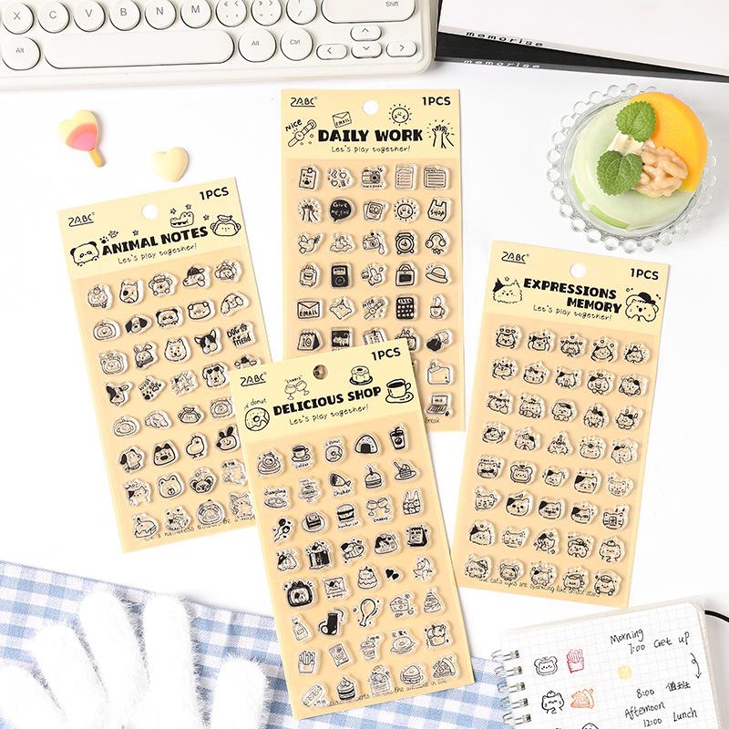 Kawaii Cartoon Silicone Scrapbook Stamp Cute Animal Snack Dessert Transparent Stamp DIY Decor Journaling Background Stamp