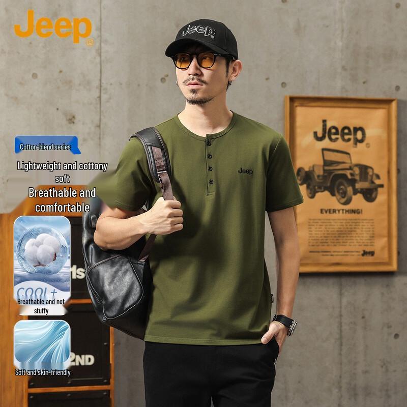 JEEP Men s Soft Breathable Summer Henley T-Shirt M 2790₽