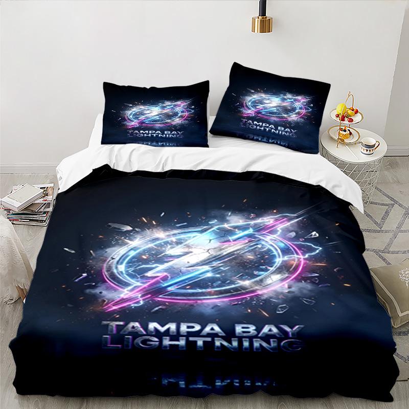 Tampa Lightning Logo 3PCS Bedding set,Ideal for 1pc Duvet Cover And 2pcs Pillowcases Perfect for Fan gift,Ideal for Bedroom, Dormitory
