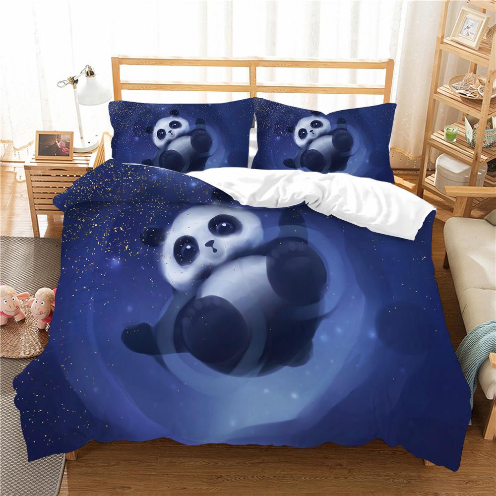 3D Panda potištěný povlak na polštář a povlak na přikrývku Sada ložního prádla pro domácnost Pohodlné ložní prádlo