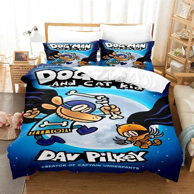3D Print Cartoon Dog Man Bedding Set Boys Girls Twin Queen Size Duvet Cover Pillowcase Bed Kids Adult Polyester Comforter Cover