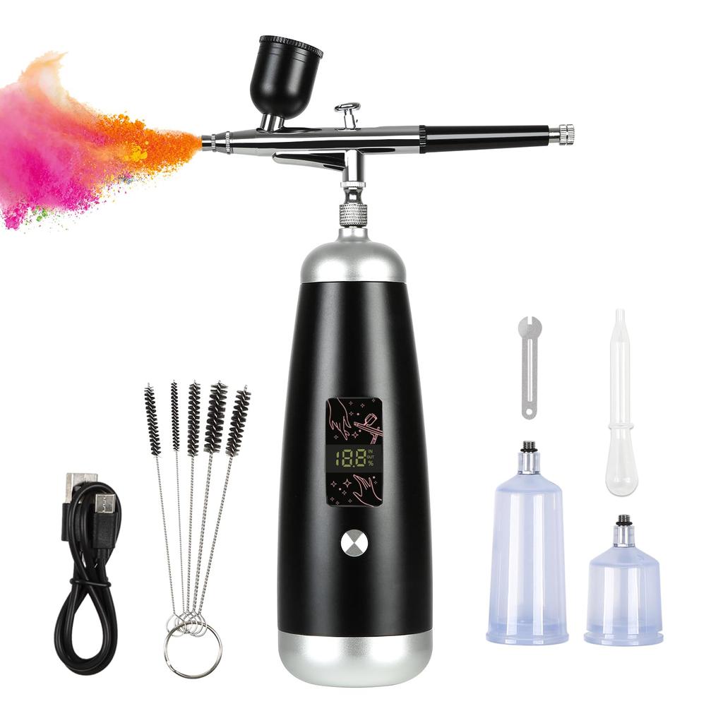 BlazeVideo Rechargeable Airbrush Compressor Set with USB Type-C, 0.3mm Diameter, for Plastic Model Painting, DIY Painting