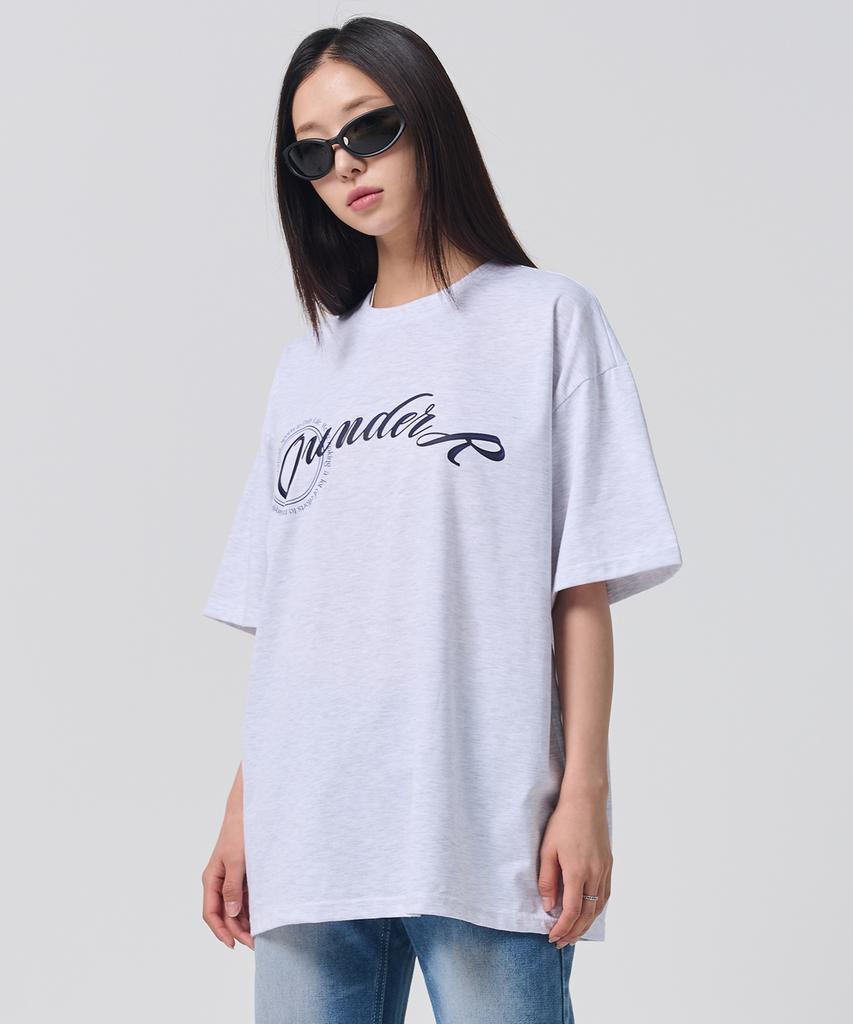 OUNDERR 3D Logo Print Short Sleeve T-Shirt (White Gray)