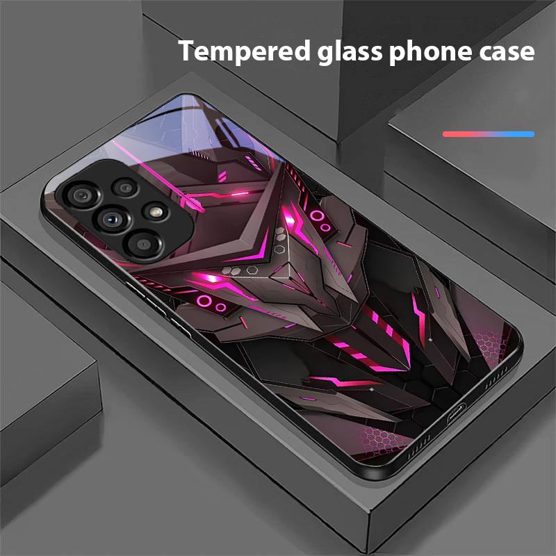 Kreativer Mech Für Samsung Galaxy S10 20 Plus 21 FE 22 23 24 FE 25 Ultra Schwarz Gehärtetes Glas Handyhülle Hartschale