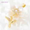 18K Gold Plated Brass Planet/Flower Branch Charms Pendant For Necklace Making Findings,With Zircon Pendant,Supplies For Jewelry
