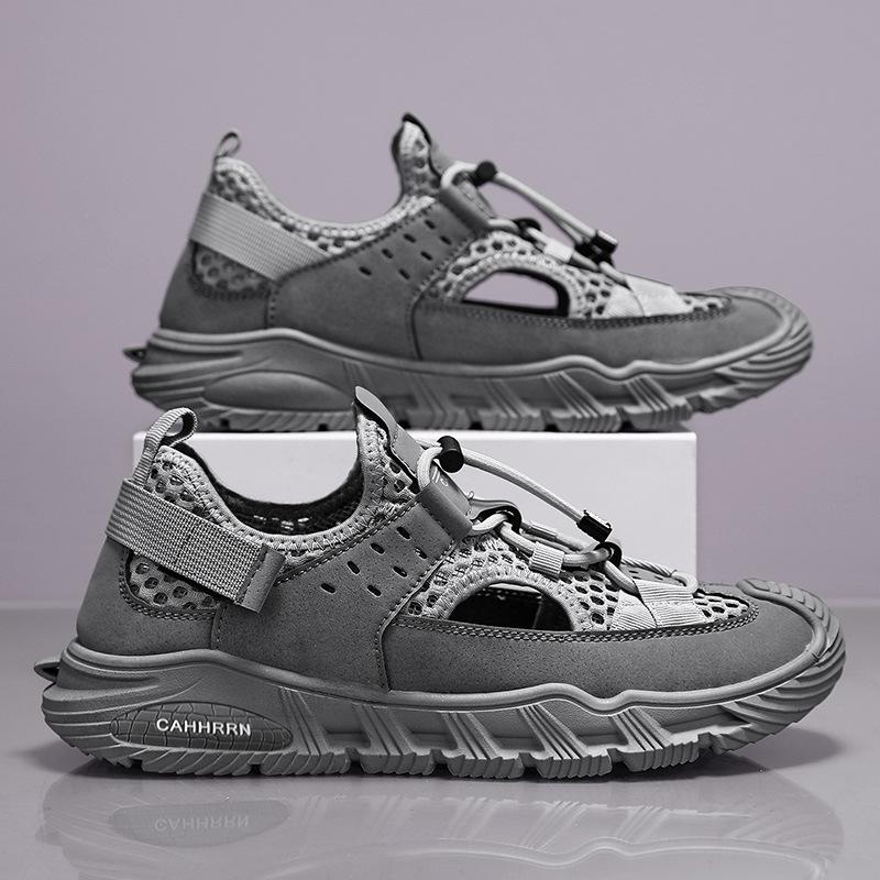 

Men s shoes new breathable large mesh casual running shoes men s lightweight platform sports shoes bag head beach shoes 44 сірий колір
