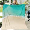 Contemporary BeachThemed Flannel Blanket DoubleSided Throw with Clear Blue Water & Ocean Waves Design, AllSeason Cozy Digital Print for Sofa, Bed, or