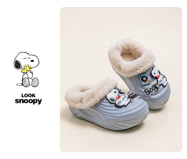 Snoopy EVA Kinder Winter Samt Warm Rutschfest Abnehmbar Cartoon Hausschuhe - Eltern-Kind Passend Baumwolle