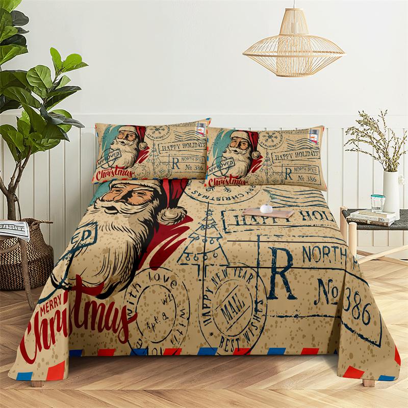 Bedding Sets Christmas Print Bed Sheet Fashion Design Double Flat Sheet Boys Girls Bed Sheet Set Bed Sheets and Pillowcases