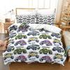 Boys Cars Duvet Cover Cartoon Monster Truck Cool Vehicle Bedding Set Off Road Vehicle Locomotive Comforter Cover King Size