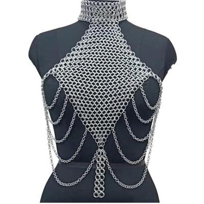 Haut de soutien-gorge en cotte de mailles d'aluminium anodisé pour femme, Vêtement de festival en métal, Haut de déclaration futuriste