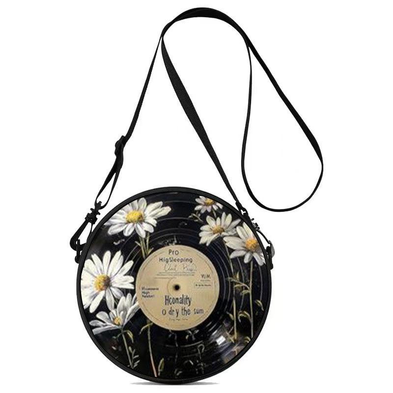Women'S Personalized Vinyl Record Cosmetic Bag Shoulder Bag Backpack Storage Bag Polyester Travel Storage Bag