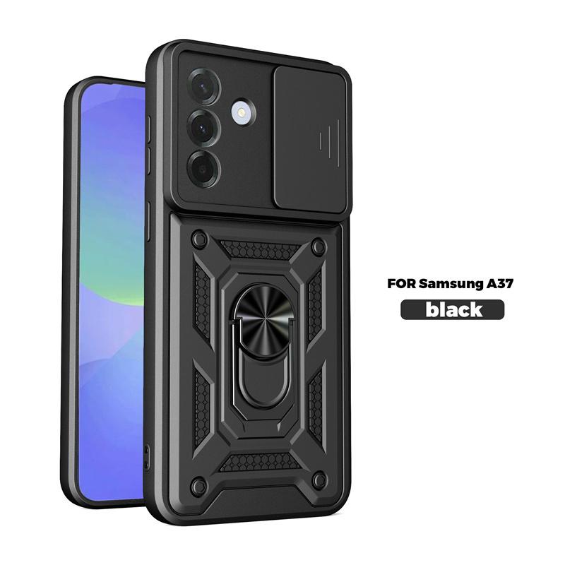 Rugged Armor Funda For Samsung A17 5G Case Slide Camera Lens Back Cover For Galaxy A17 A37 A57 Magnetic Ring Stand Protect Cover