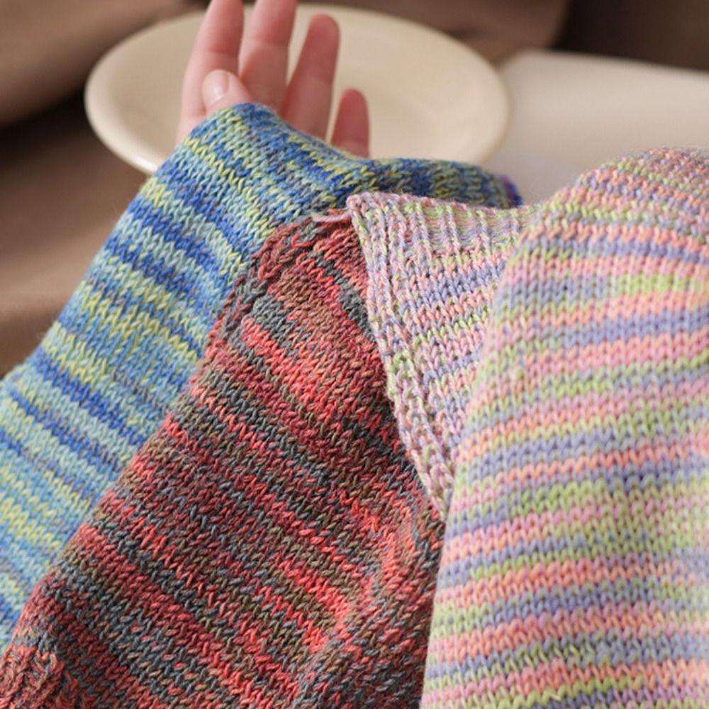 50g/ Roll Practical Gradient Color Wool Yarn Multicolor Handmade Long Velvet Yarn Soft DIY Yarn Ball for Blanket Scarf