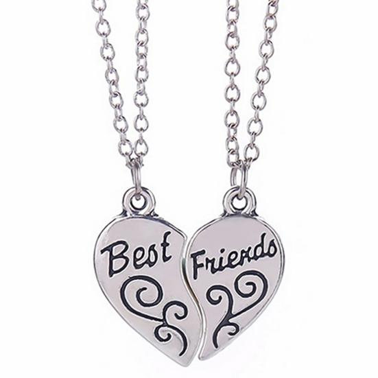 1 Pair Women Necklace Best Friends Letters Engraved Jewelry Freinds Matching Necklace for Party
