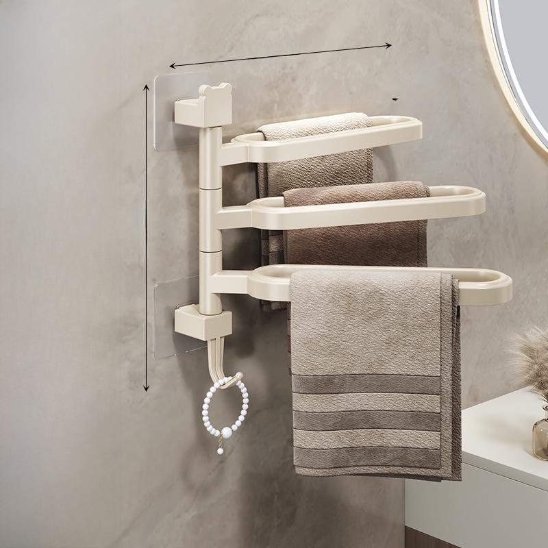 

Вращающаяся многостержневая вешалка для полотенец без проколов для хранения в ванной комнате
