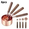 Rose Gold Stainless Steel Measuring Cup And Spoon Set With Markings For Baking And Cooking