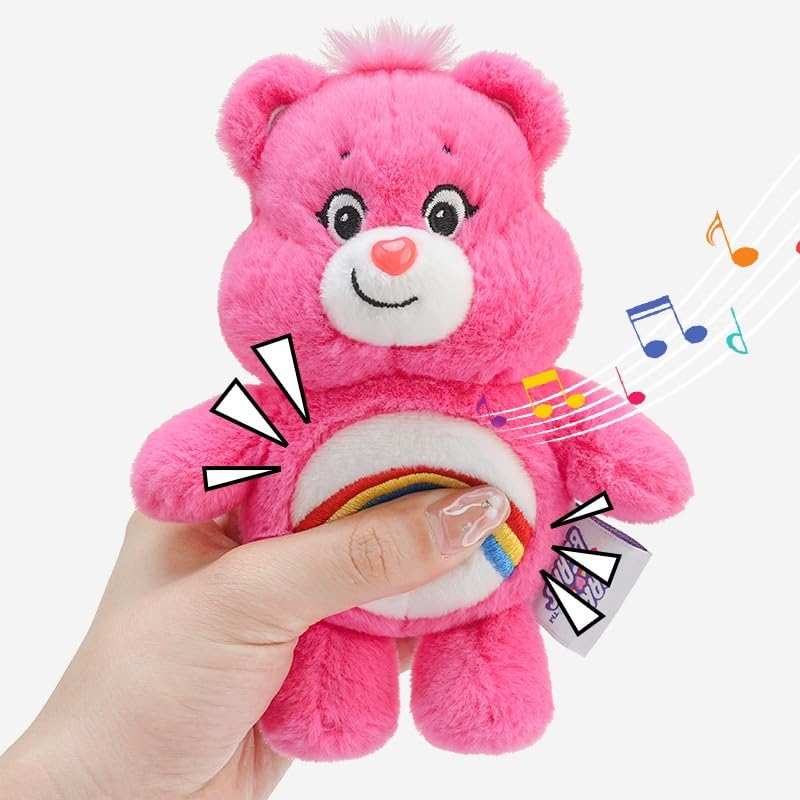 Care Bears Rainbow Keychain Plush Toy, Super Cute Backpack Ornament, Cell Phone Strap, Hanging Ornament, Birthday Gift, 15cm (Color: Pink)