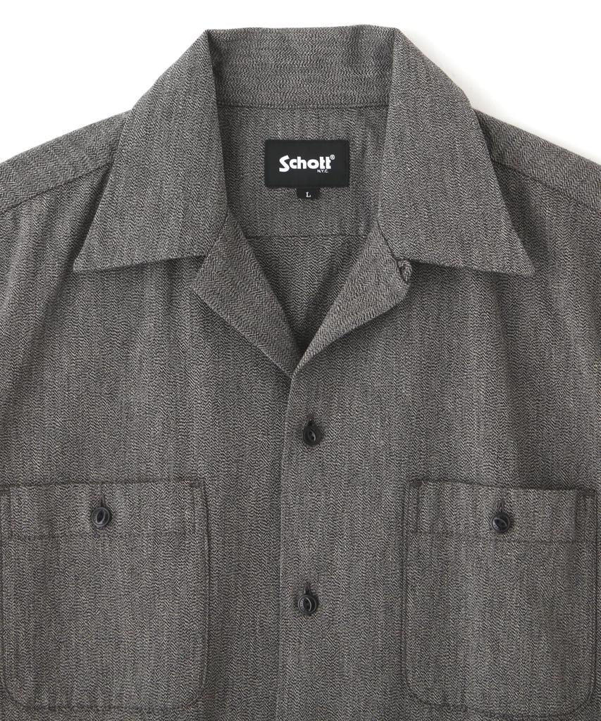 Schott Cotton Covert Short Sleeve Size Shirt, Men's, L, 010, Black, 782-5123011