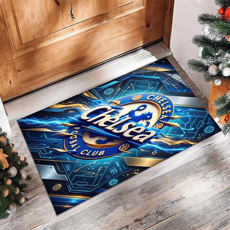 Tappeto in Flanella Stampato Chelsea FC Antiscivolo Morbido Poliestere Tappeto per Pavimento Tappetino Decorativo da Interno per Camera da Letto Soggiorno Divano Sala Giochi Decorazione Casa