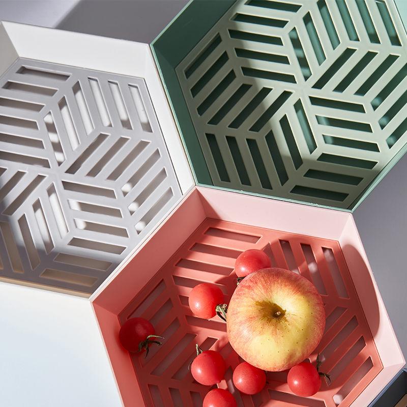 Double Drain Basket Fruit Plate Creative Fashion Living Room Coffee Table Snack Fruit Plate Multifunctional Kitchen Washing Fruit Basket