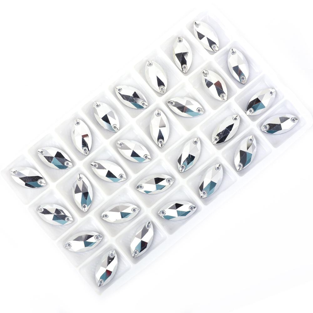 Weicher flacher Boden handgenähtes Pferdeauge Diamantglas flache Schnalle handgenäht Diamant DIY Kleid Hochzeitskleid Accessoires