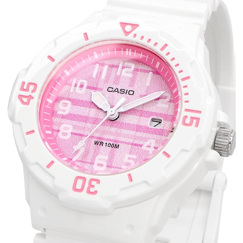 [Casio] CASIO Analog Watch LRW-200H-4CV Women's/Kids' Cheap Casio Gloss White x Pink Check Pattern Overseas Model [Parallel Import]