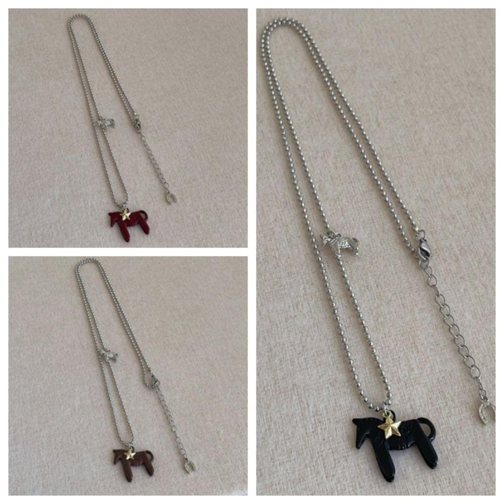 Plated Beads Chain Chokers Funny Zodiac Animal Necklaces Horse Pendant Necklaces Jewelry Gift