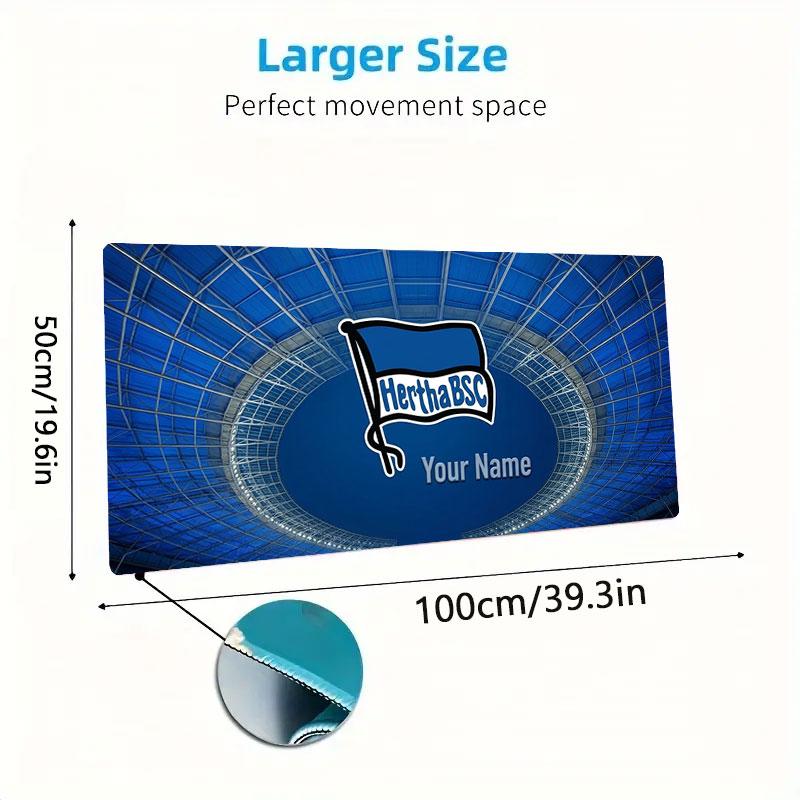 Hertha BSC Benutzerdefinierter Name Große Größe Mauspads Große Gaming Tischunterlage Rutschfest Laptop Tablet Großes Mauspads XXL Matte Mini-PC Spielmatte Mit Verriegeltem Rand